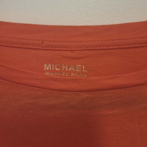 Micheal Kors Gold Studded Logo Long Sleeve Tee Size Medium Sangria (orange) - Picture 4 of 11